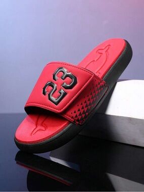 Red Slide Sandals with Black '23' Accent